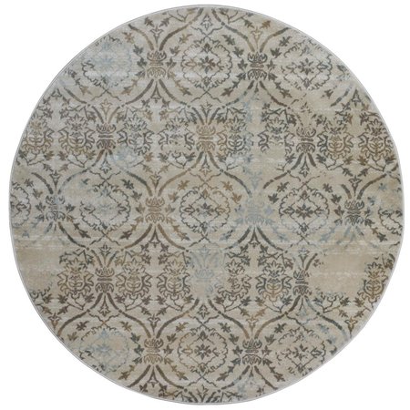 AURIC 3746-1014-BEIGE 5 ft.3 Round Pisa Area Rug - Beige AU2643498